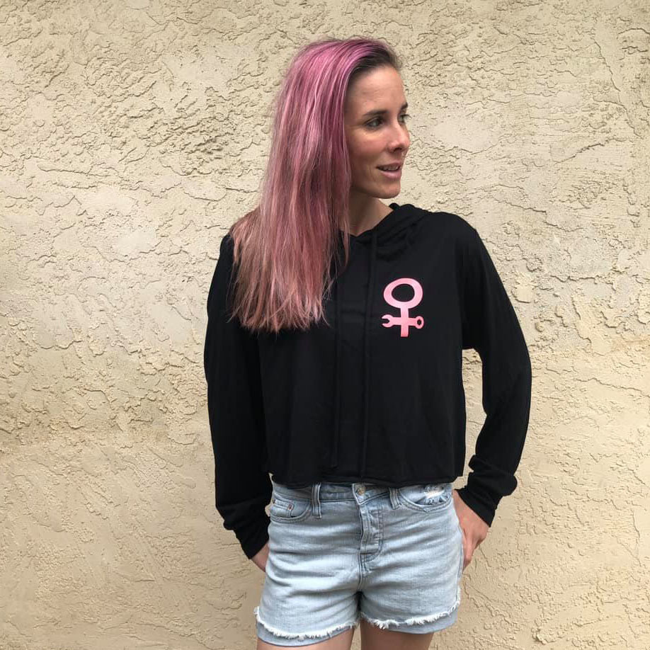 LOGO Crop Hoodie, Size: Medium, Color: Peach