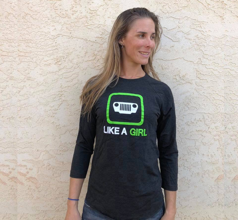 JEEP Like A Girl Baseball Tee, Color: Green, Size: XLarge