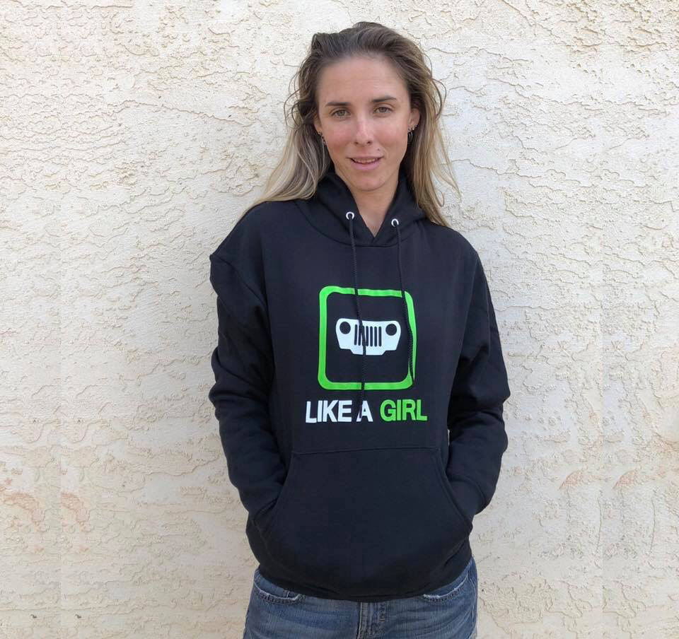 JEEP Like A Girl Hoodie, Color: Green, Size: XLarge