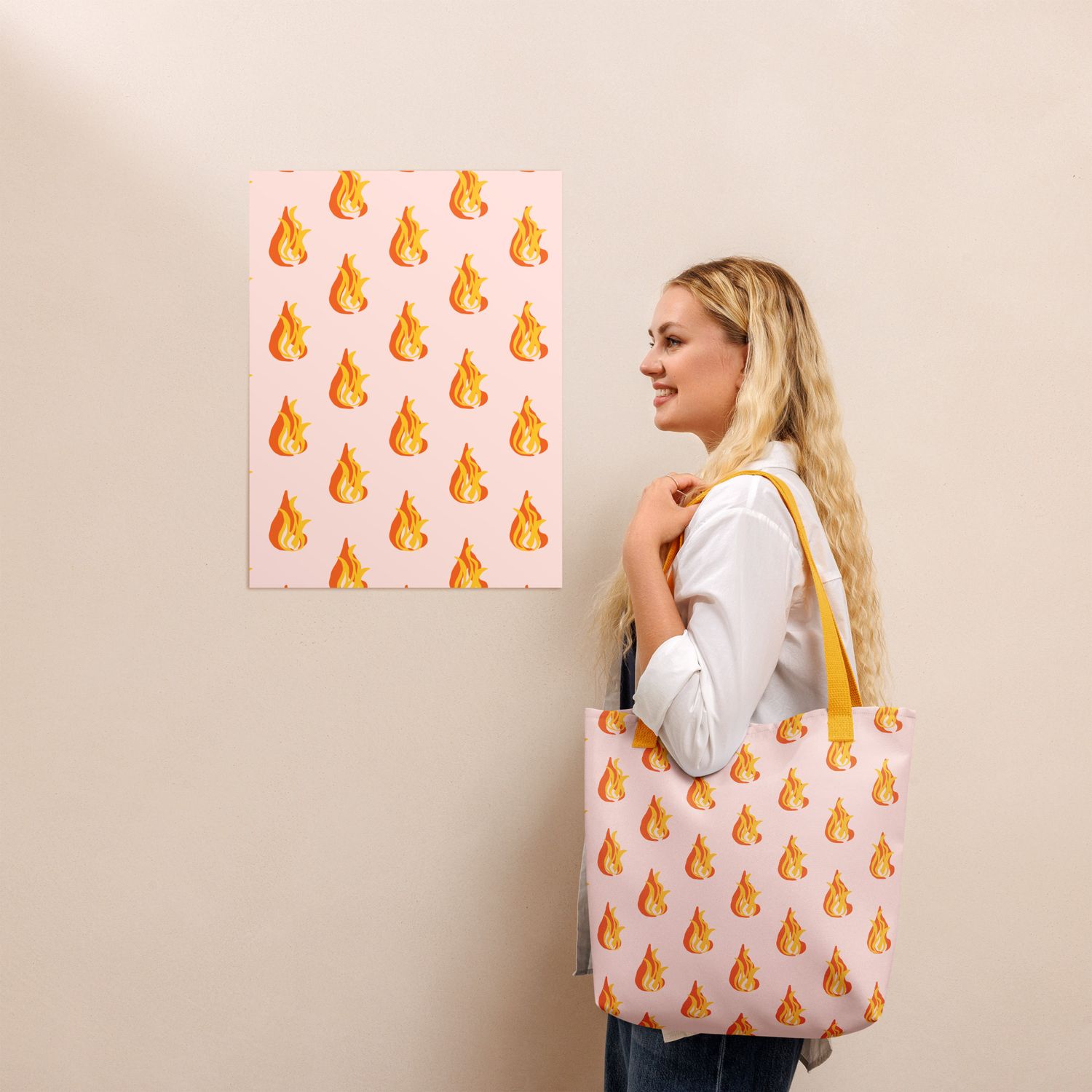 Tote bag - Yellow Fire Flame Hot Bag