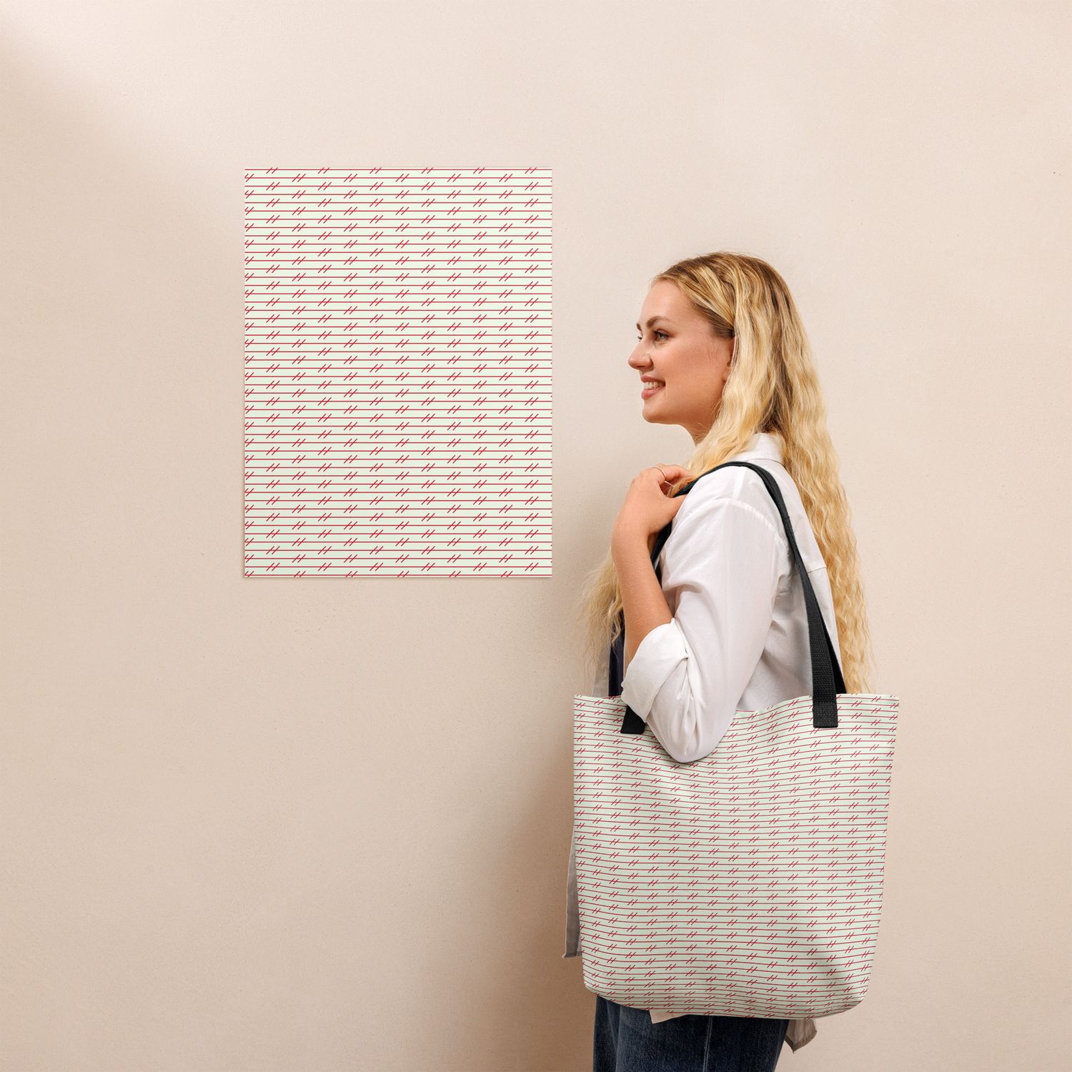 Tote bag - Red Lines Bag with white background