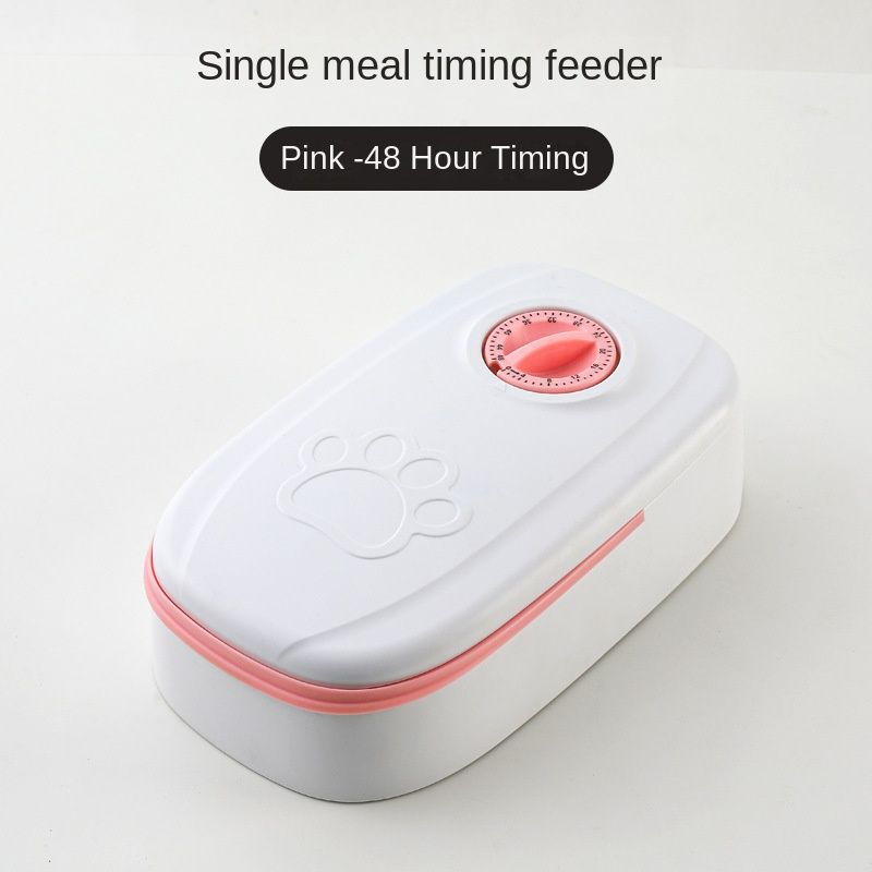 Pet Bowl Intelligent Timing Cat Feeder Quantitative Wet And Dry Food Double Meal Separated Household Dog Automatic Feeding, Color: Single meal pink, Specifications: Universal for cats and dogs