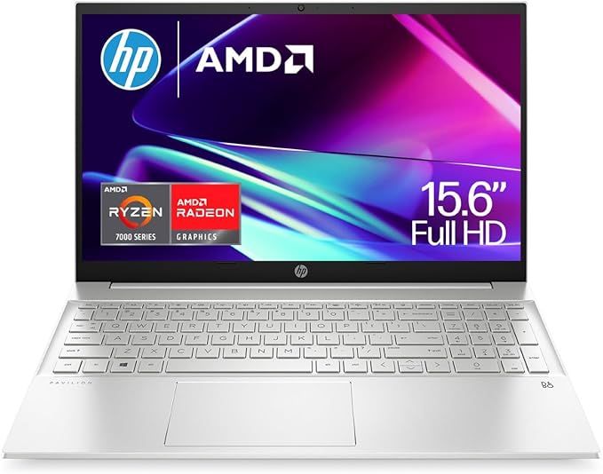 HP Pavilion 15.6&quot; Laptop, AMD Ryzen 7 7730H Processor, 16GB RAM, 512GB SSD, AMD Radeon Graphics, FHD Display, Up to 8hrs battery, Win 11, Audio by B&amp;O, Natural Silver,15-eh3000sa
