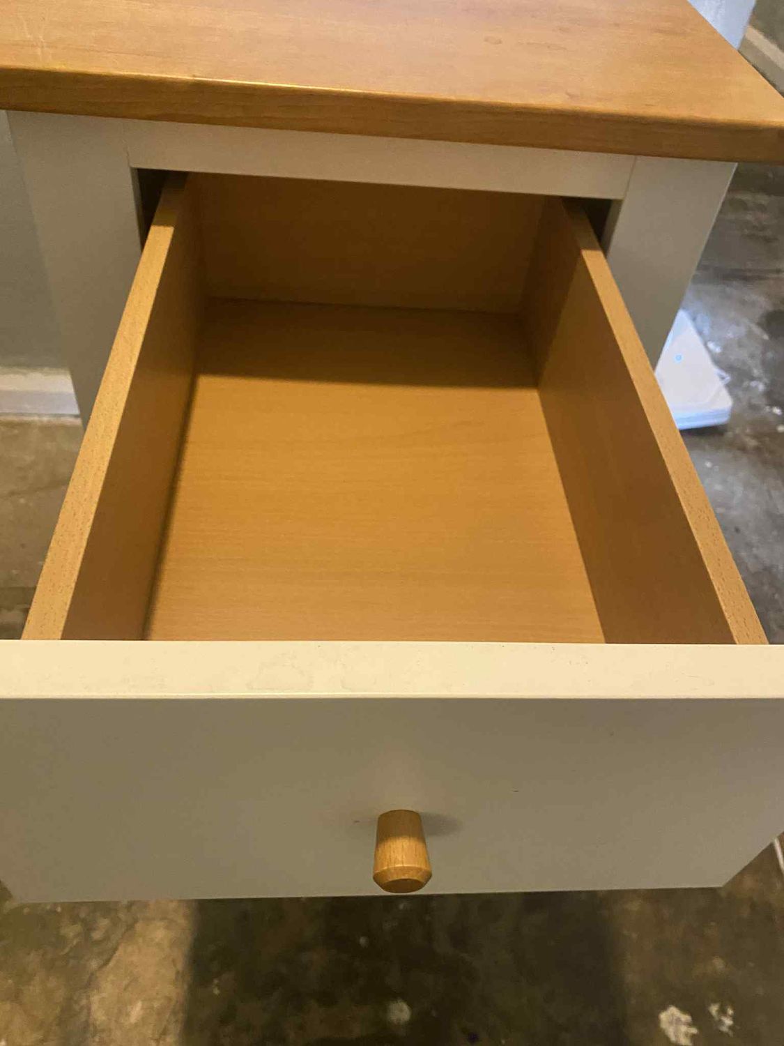 White/Oak Bedside Unit with 1 Draw and 1 Shelf