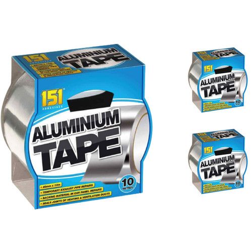 151 Adhesive Aluminium Heat Resistant Tape 48mm x 10m Repair Insulation Ducts x3