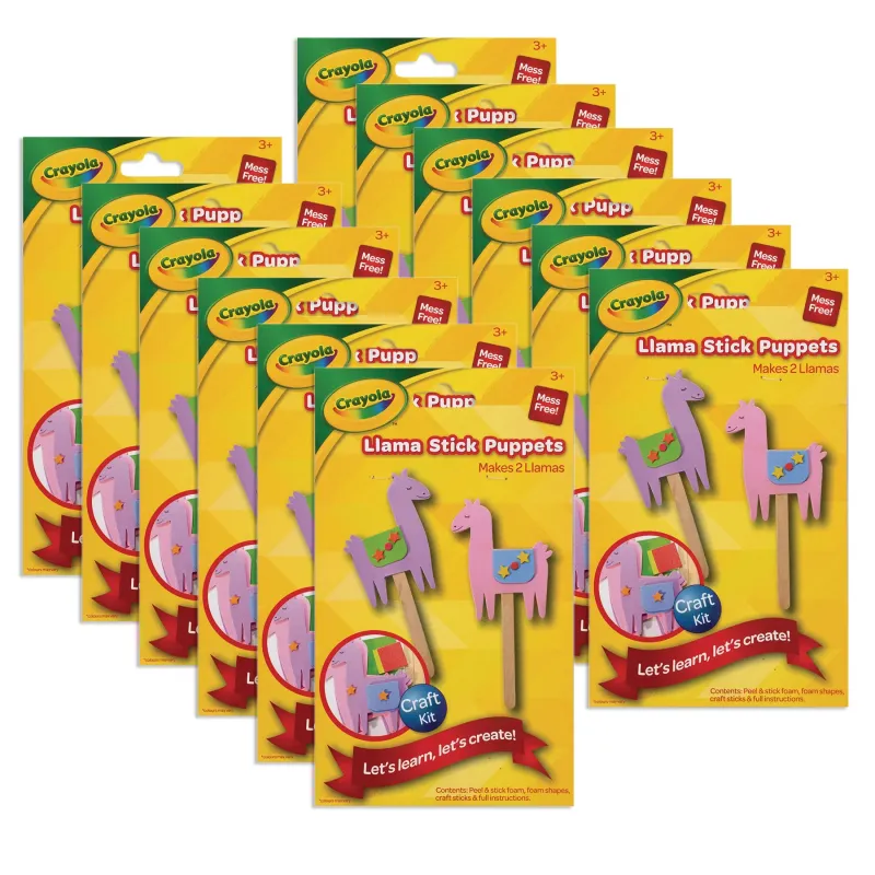 Crayola Llama Stick Puppets Pack of 12