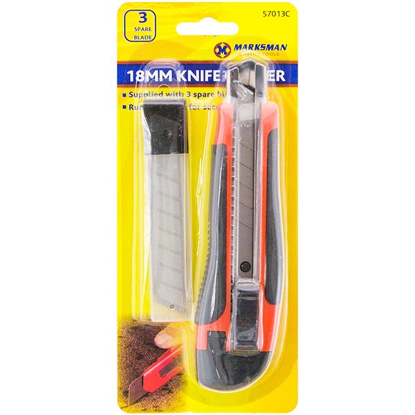 Marksman Snap Off Knife Cutter 18mm With 3 Replacement Blades