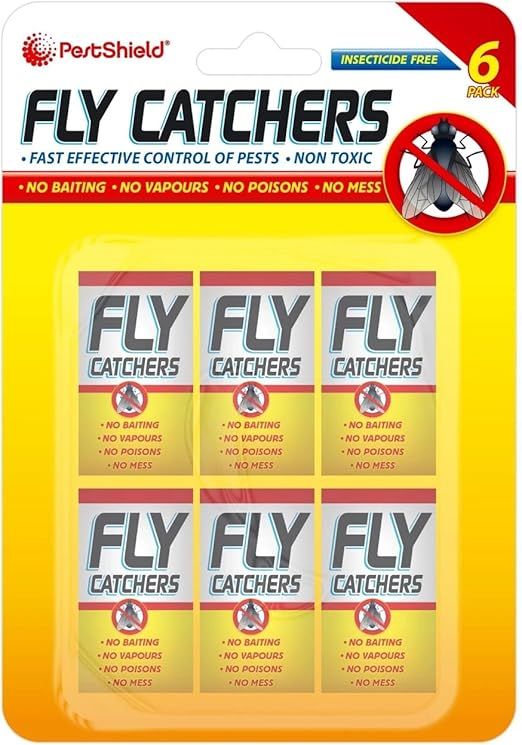 Pack Of 6 Sticky Fly Papers Catchers Hanging Flying Insect Wasp Trap Fast Effective Pest Control