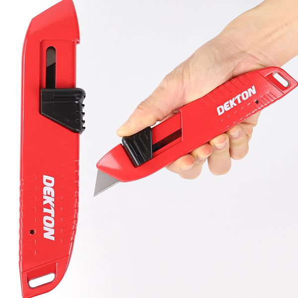 Dekton Self-Retracting Knife – Safety Utility Knife with Automatic Blade Retraction | Ergonomic Handle | Ideal for Cutting Tasks, DIY, and Professional Use | Durable and Easy to Carry
