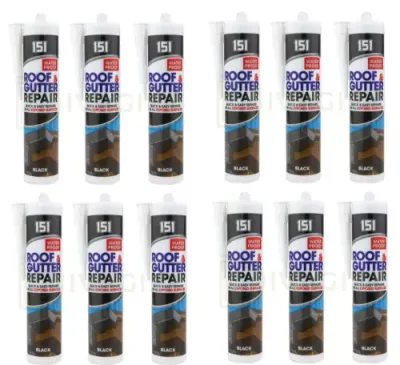 151 Black Roof &amp; Gutter Waterproof Sealant for Repairs 280ML X12