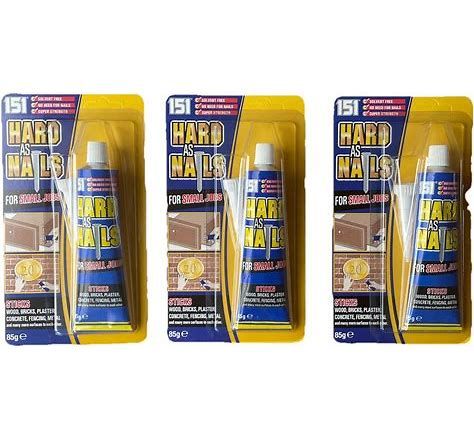 3X 151 10028 Hard As Nails High Power Adhesive Tube - 180Ml 85G