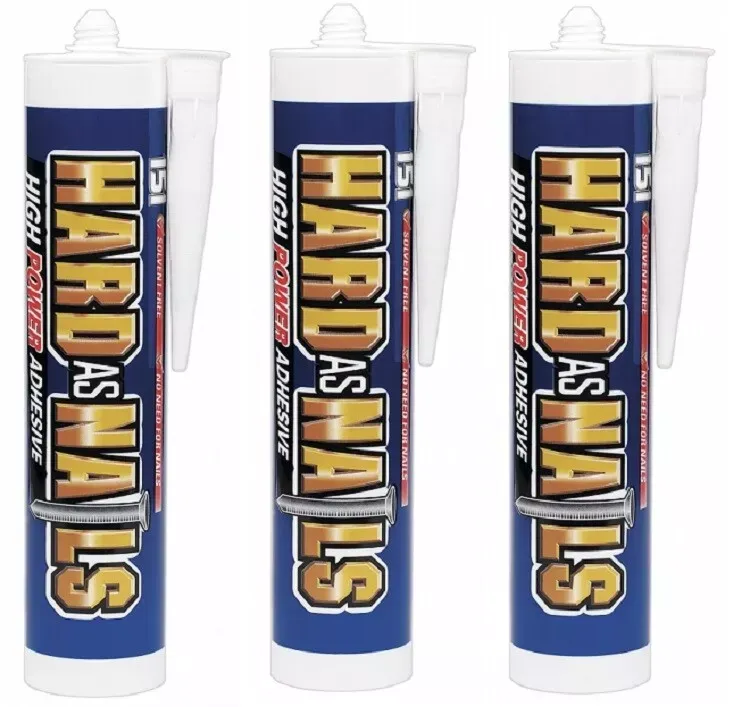 3 X CARTRIDGES HARD AS NAILS INTERIOR NO MORE NAILS SOLVENT FREE ADHESIVE