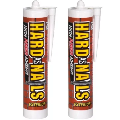 280ML ADHESIVE GLUE SEALANT HARD AS NAILS EXTERIOR NO MORE NAILS CARTRIDGES X2
