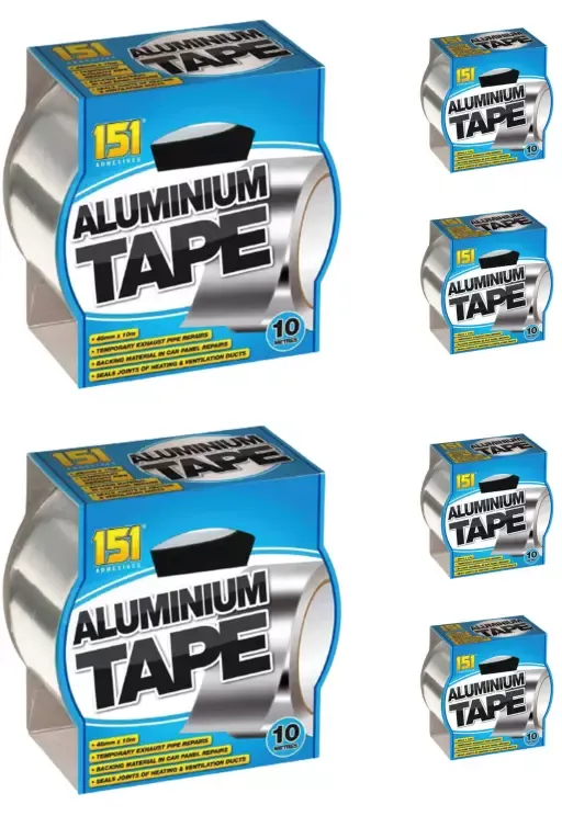 151 Adhesive Aluminium Heat Resistant Tape 48mm x 10m Repair Insulation Ducts x6