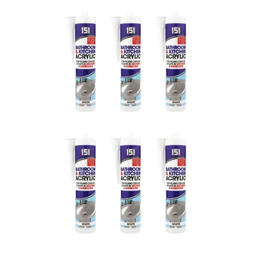 151 White Acrylic Sealant For Bathroom and Kitchen 300ML - Pack of 6