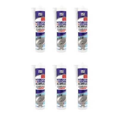 151 White Acrylic Sealant For Bathroom and Kitchen 300ML - Pack of 6