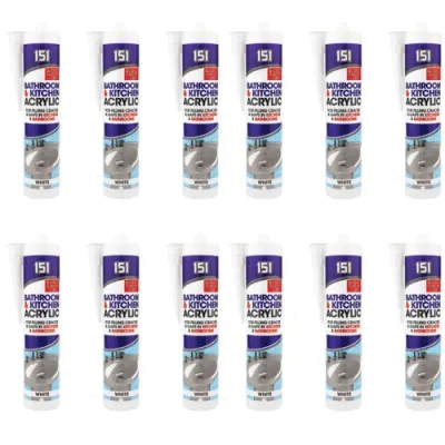 151 White Acrylic Sealant For Bathroom and Kitchen 300ML - Pack of 12