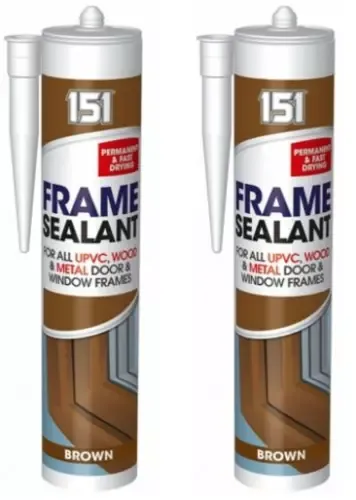 2 x 151 Brown Frame Sealant UPVC, Wood &amp; Metal Door &amp; Window Frames.