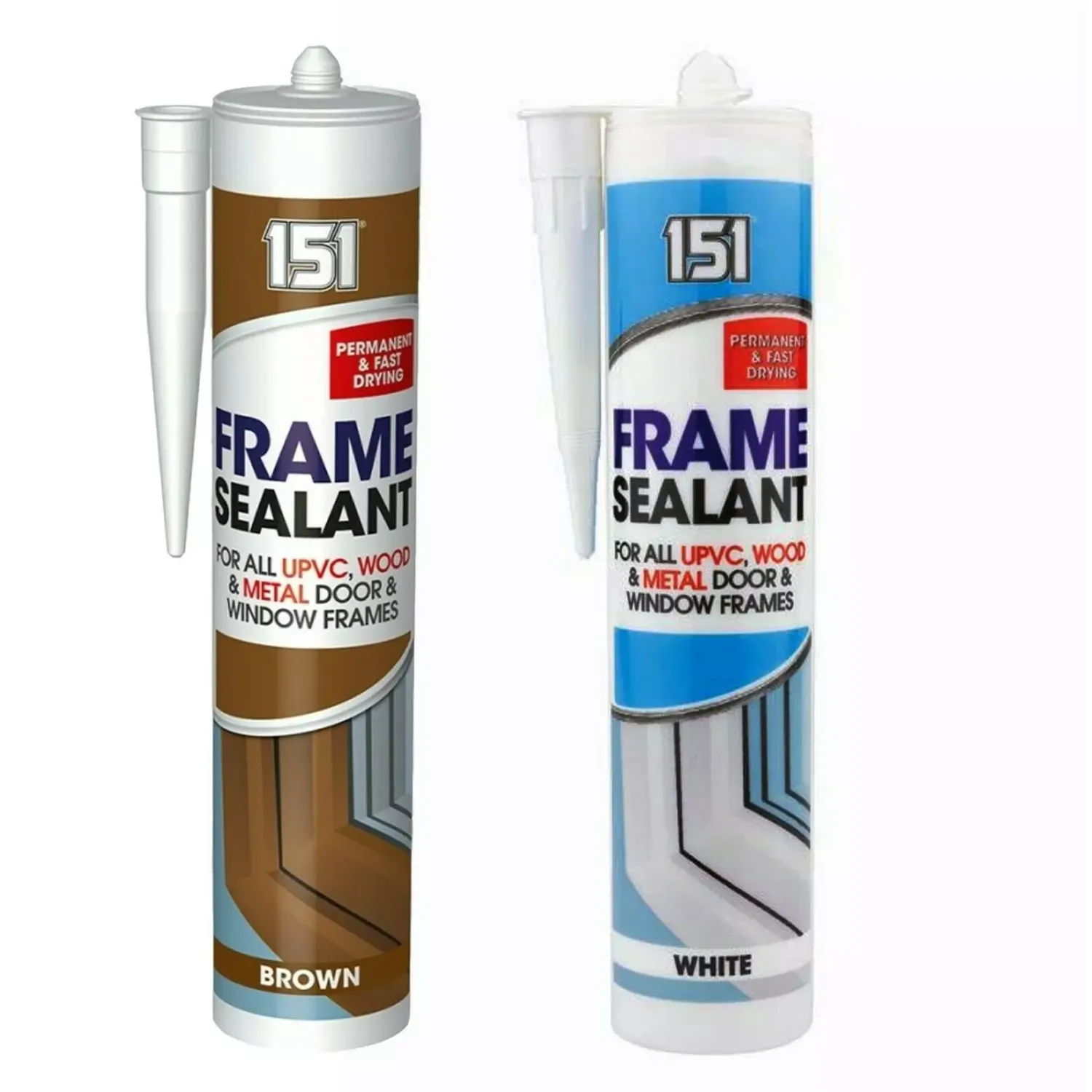 151 Frame Sealant UPVC Wood Metal Door Window Frames DIY Adhesive Acrylic. {Bundle of 2}