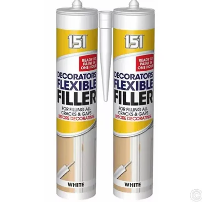 2x 151 Flexible Filler White 480g Crack Gap Sealant Quick Drying Decorators DIY