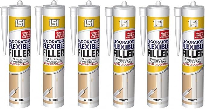 6 x Decorators Flexible Filler For Cracks &amp; Gaps Pre Decorating Filler - White 480g