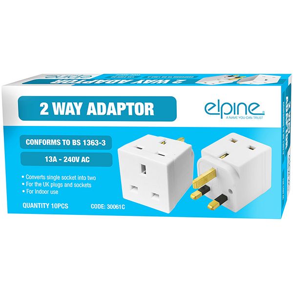 Elpine 13A-240V-Ac Bs1363 2-Way Adaptor - Set of 10