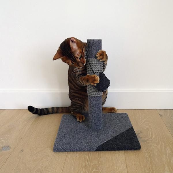 Charcoal Felt Cat Post