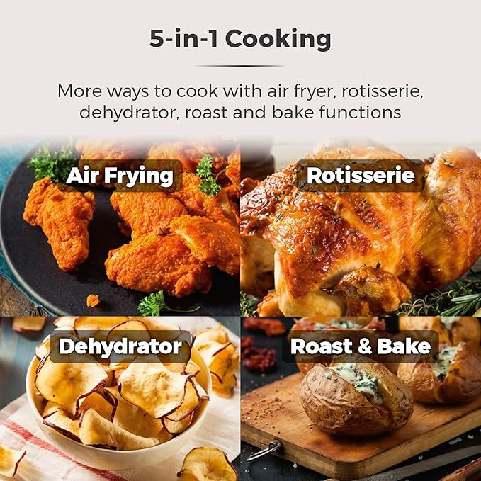 Tower T17039 Xpress Pro 5-in-1 Digital Air Fryer Oven with Rapid Air Circulation, 60-Minute Timer, 11L, 2000W, Black