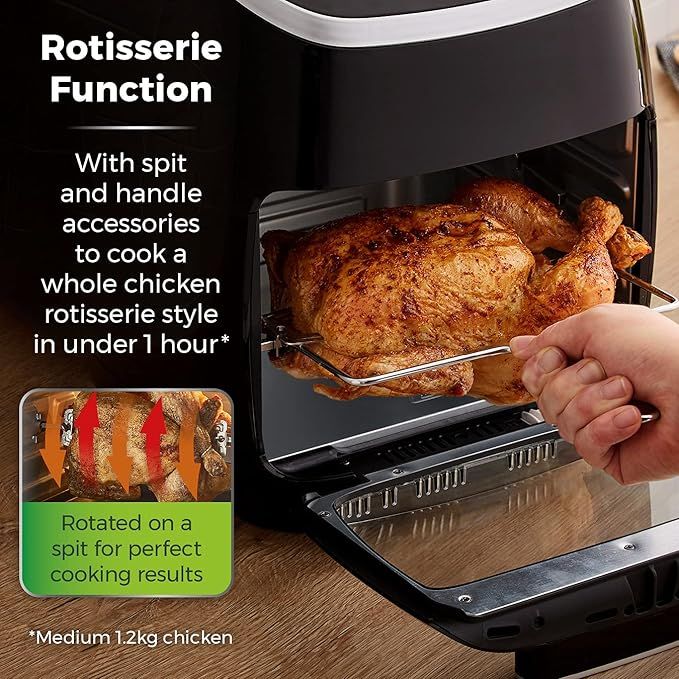 Tower T17039 Xpress Pro 5-in-1 Digital Air Fryer Oven with Rapid Air Circulation, 60-Minute Timer, 11L, 2000W, Black