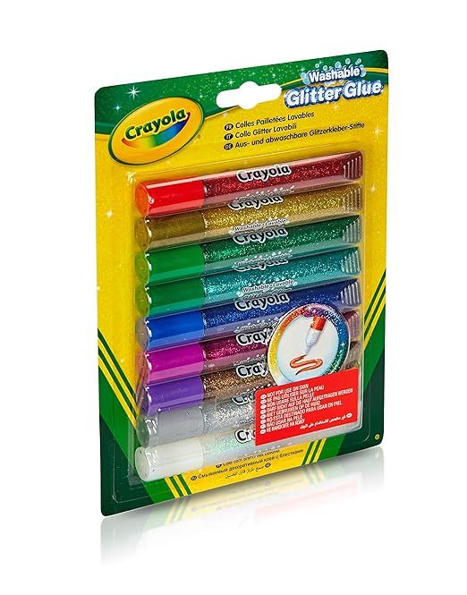CRAYOLA Washable Glitter Glue - Assorted Colours (Pack Of 9) | Add Some Extra Sparkle To Your Arts &amp; Crafts! | Ideal Kids Aged 3+