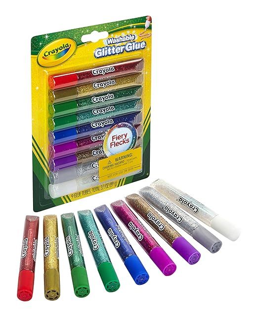 CRAYOLA Washable Glitter Glue - Assorted Colours (Pack Of 9) | Add Some Extra Sparkle To Your Arts &amp; Crafts! | Ideal Kids Aged 3+