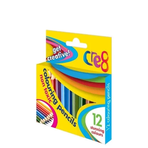 12PK Colouring Pencils 1/2 Half Size Small Handy For Travel Little Hands Colour.