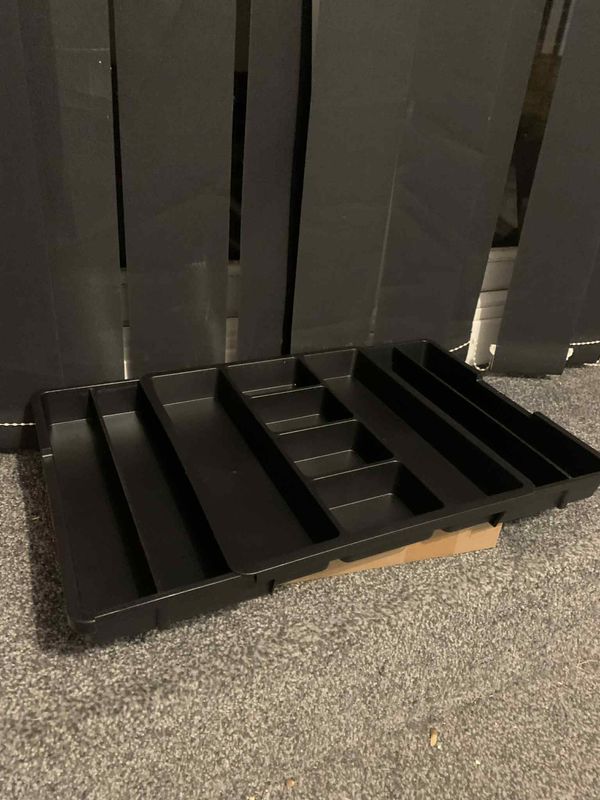 KreuRaxy Cutlery Drawer Organiser - Expandable Kitchen Drawer Storage Organiser - Black