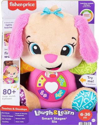 Fisher-Price Baby Toy Laugh &amp; Learn Smart Stages Sis Musical Plush with Lights &amp; Learning Songs for Infants from 6 Months