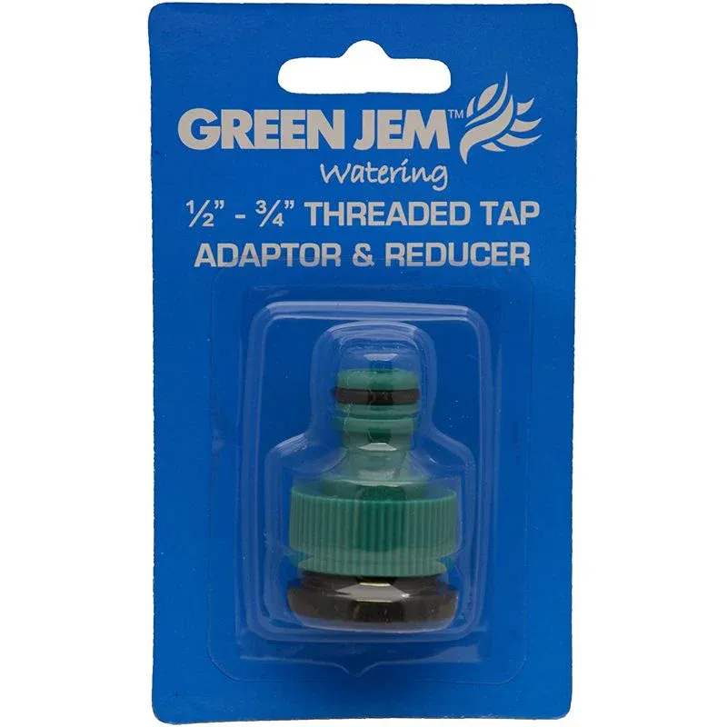 Green Jem Standard Threaded Tap Adaptor &amp; Reducer 1/2&quot;-3/4&quot;