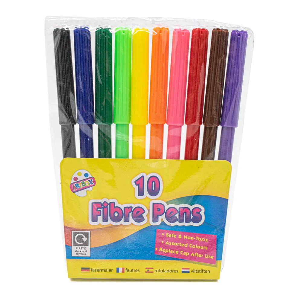 Fine Fibre Tip Colouring Pens Pack of 10