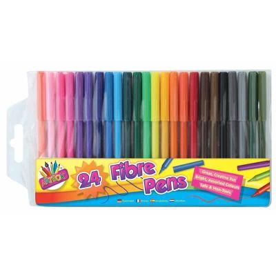 Artbox Fine Tip Fibre Colouring Pens 24 Pack - Case of 12