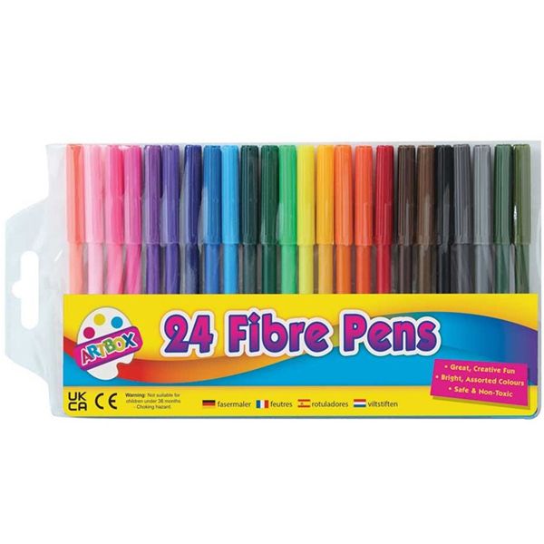 Artbox Fibre Pens Set Assorted Colours 24 Pack