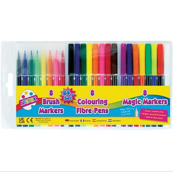 Artbox Fibre Pens Set Assorted Colours 24 Pack
