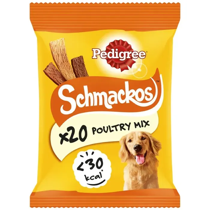 Pedigree Schmackos Adult Dog Treats Poultry Mix, 144g (Pack of 20)