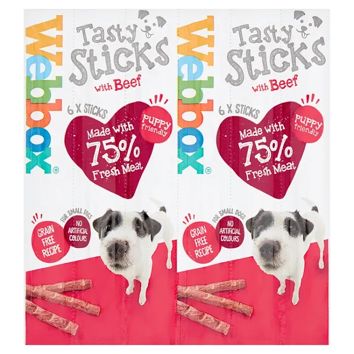 Webbox Dogs Delight 6 Tasty Sticks with Beef, 30g (Pack of 6)