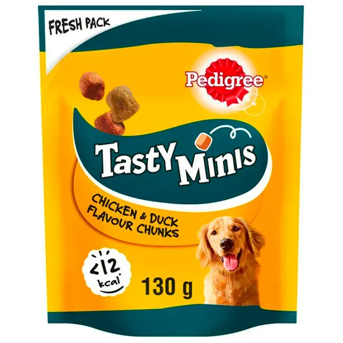 Pedigree Tasty Minis Adult Dog Treats Chicken &amp; Duck Chewy Cubes, 130g