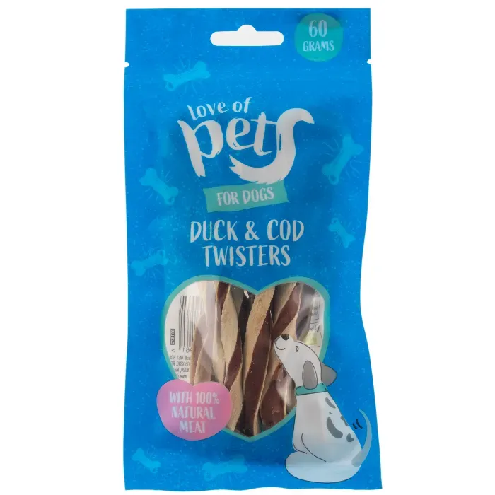 Love of Pets For Dogs Duck/Cod Twist, 60g
