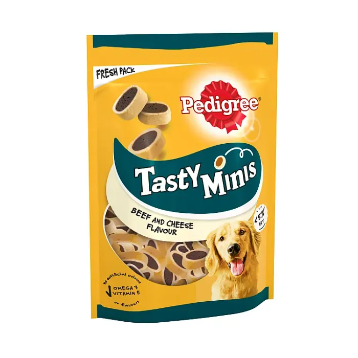 Pedigree Tasty Minis Adult Dog Treats Cheese &amp; Beef Nibbles, 140g