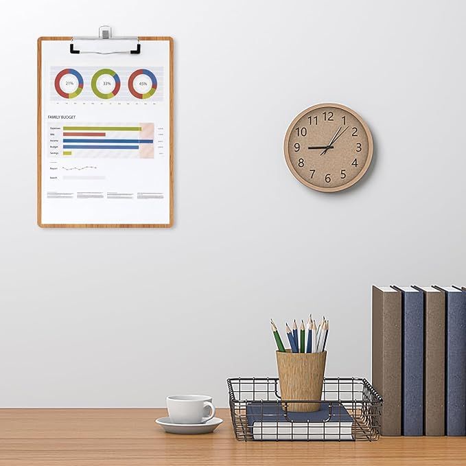 A4 Clipboard,10 Pack Wooden Clipboard with Low Profile Clip and Pen Holder,A4 Wooden Clip Boards, Wood Clipboards [PACK OF 10]