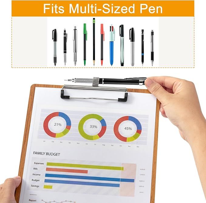 A4 Clipboard,10 Pack Wooden Clipboard with Low Profile Clip and Pen Holder,A4 Wooden Clip Boards, Wood Clipboards [PACK OF 10]