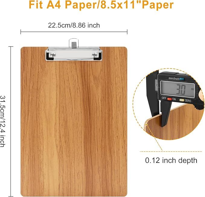 A4 Clipboard,10 Pack Wooden Clipboard with Low Profile Clip and Pen Holder,A4 Wooden Clip Boards, Wood Clipboards [PACK OF 10]