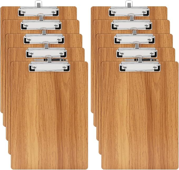 A4 Clipboard,10 Pack Wooden Clipboard with Low Profile Clip and Pen Holder,A4 Wooden Clip Boards, Wood Clipboards [PACK OF 10]
