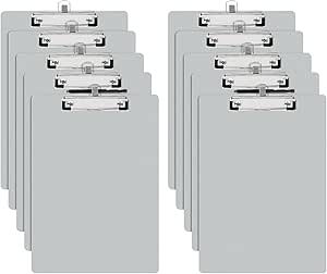 A4 Wooden Clipboard, 5 Pack Clipboard Holders with Pen Holder and Hanging Hole, Grey [PACK OF 5]