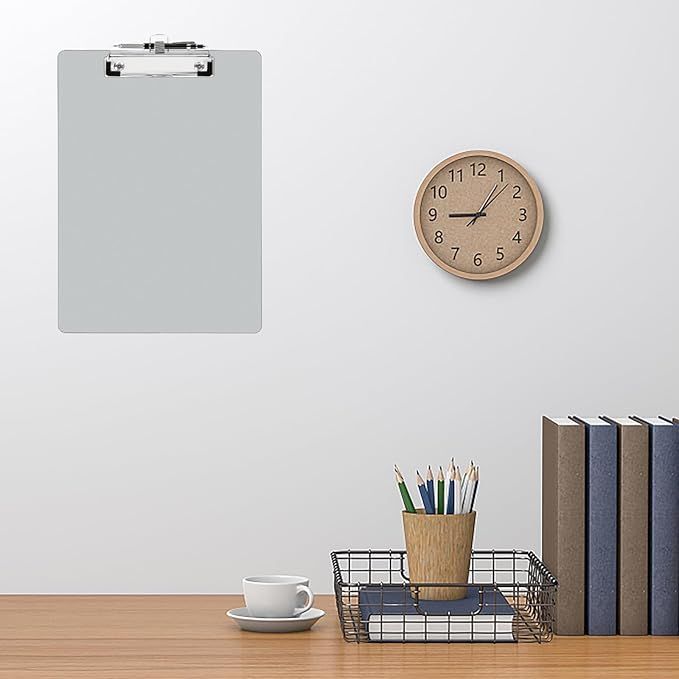 A4 Wooden Clipboard, 5 Pack Clipboard Holders with Pen Holder and Hanging Hole, Grey [PACK OF 5]